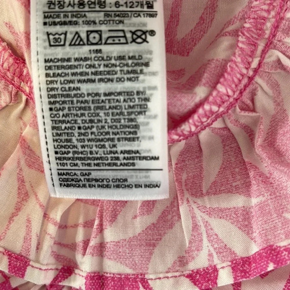 BABY GAP NWT Girls Fern Print Pink White Ruffled 2 Pc Sun Dress 0-3m 6-12m - Picture 6 of 7